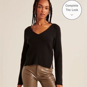 LuxeLoft V-Neck Sweater Black Abercrombie & Fitch